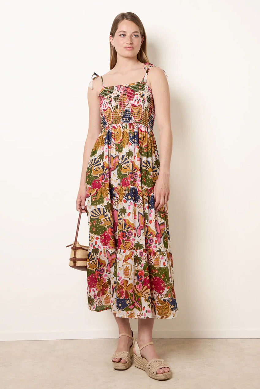 Bold Print Shirred Waist Dress BV269800006