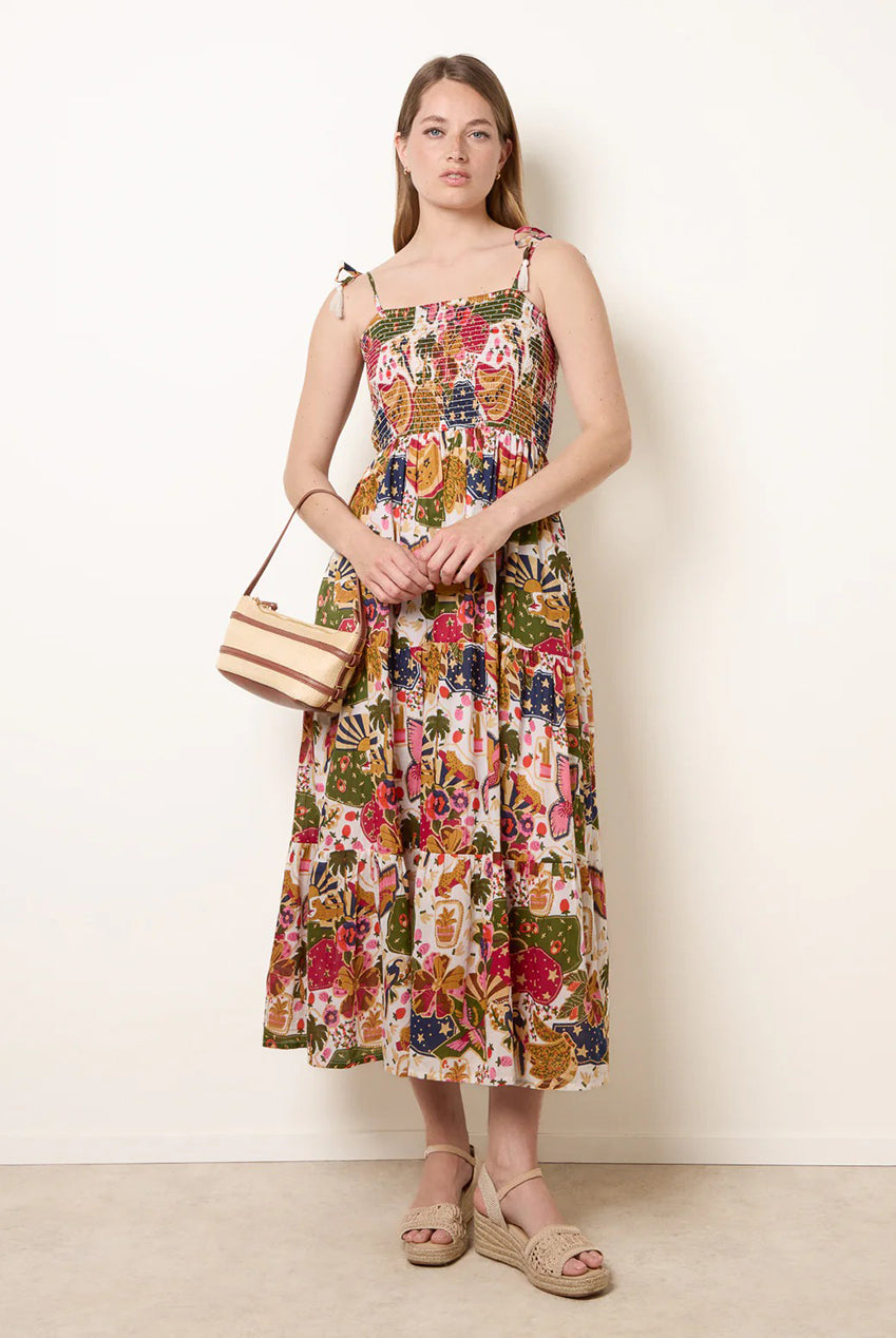 Bold Print Shirred Waist Dress BV269800006
