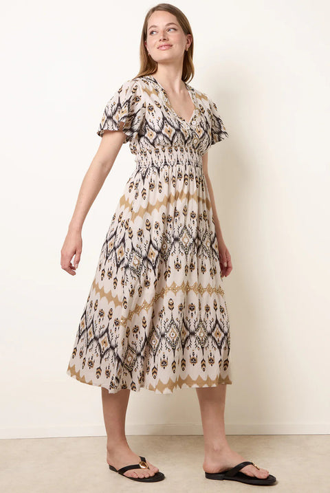 Embroidered Wrap Front Midi Dress by Blue Vanilla