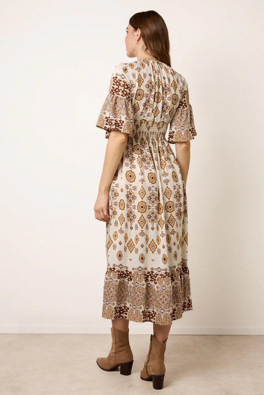 V Neck Border Print Dress BV269835025