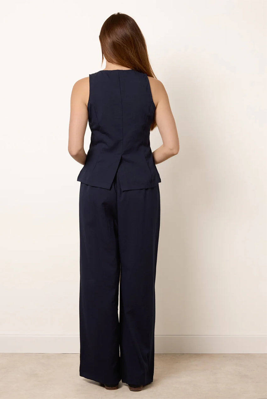 Round Neck Button Through Vest & Trouser Set BV269896008