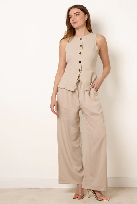 Round Neck Button Through Vest & Trouser Set by Blue Vanilla