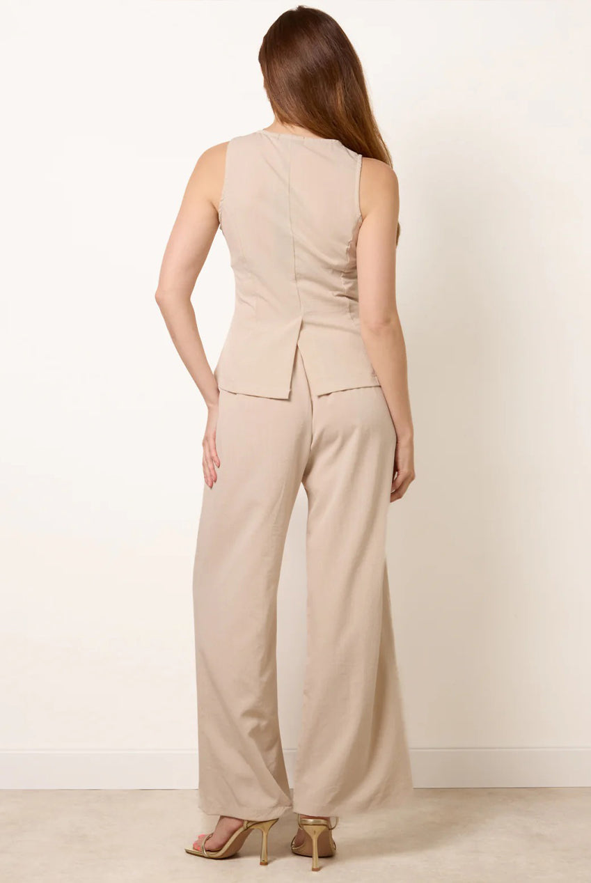 Round Neck Button Through Vest & Trouser Set BV269896001