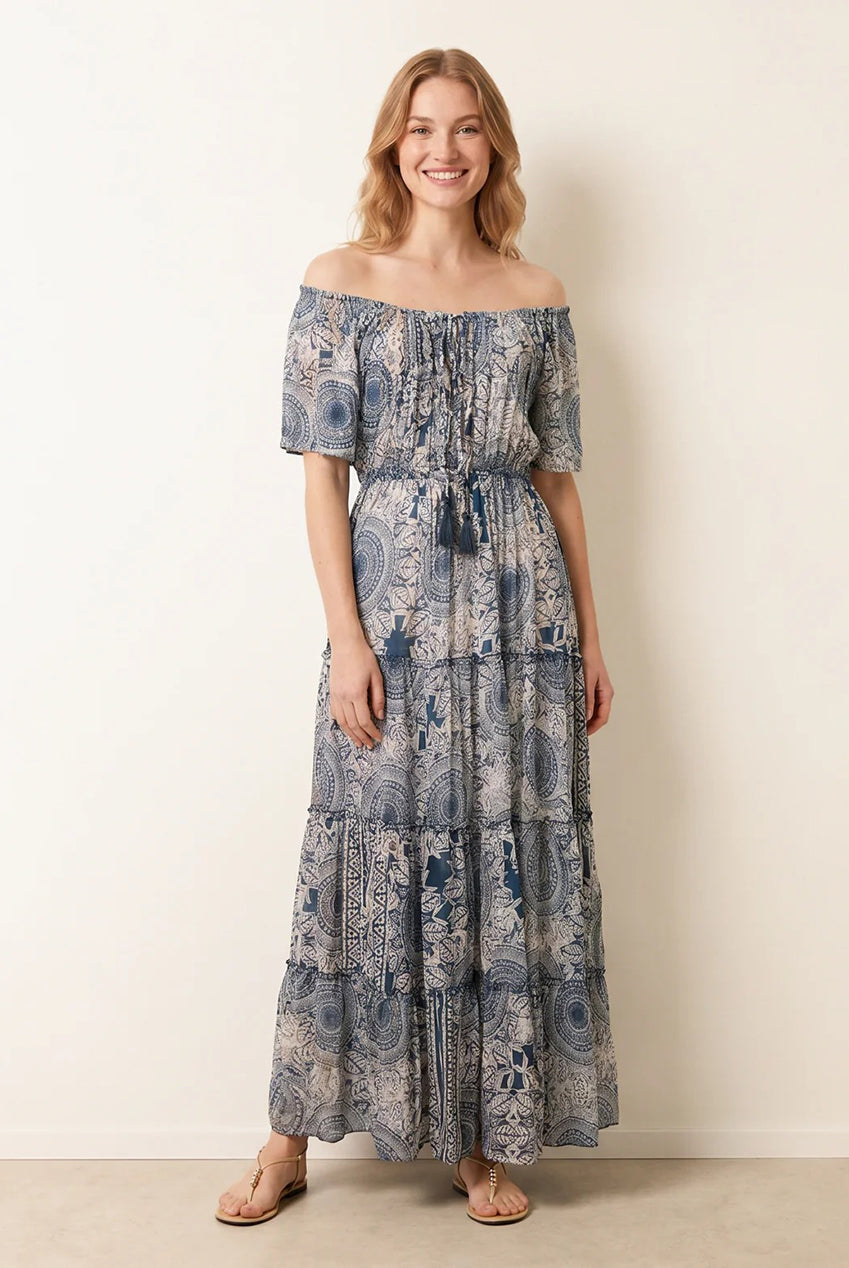 Tie Front Bardot Maxi Dress BV269914008