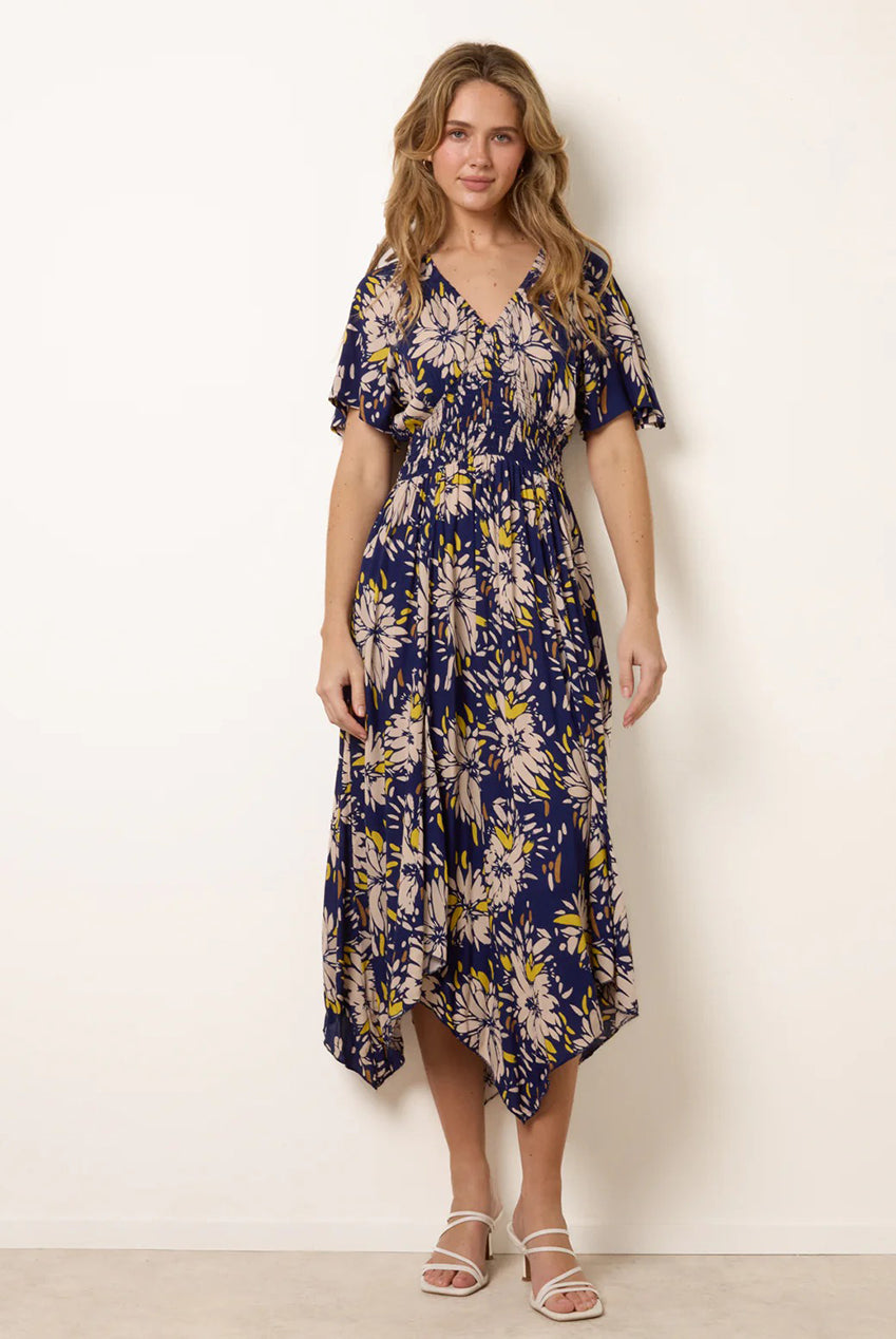 Shirred Waist Hanky Hem Dress BV269933178