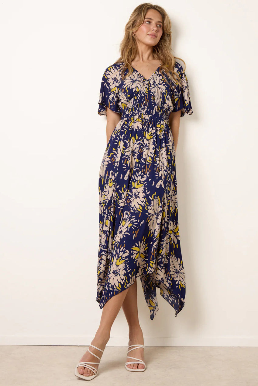 Shirred Waist Hanky Hem Dress BV269933178