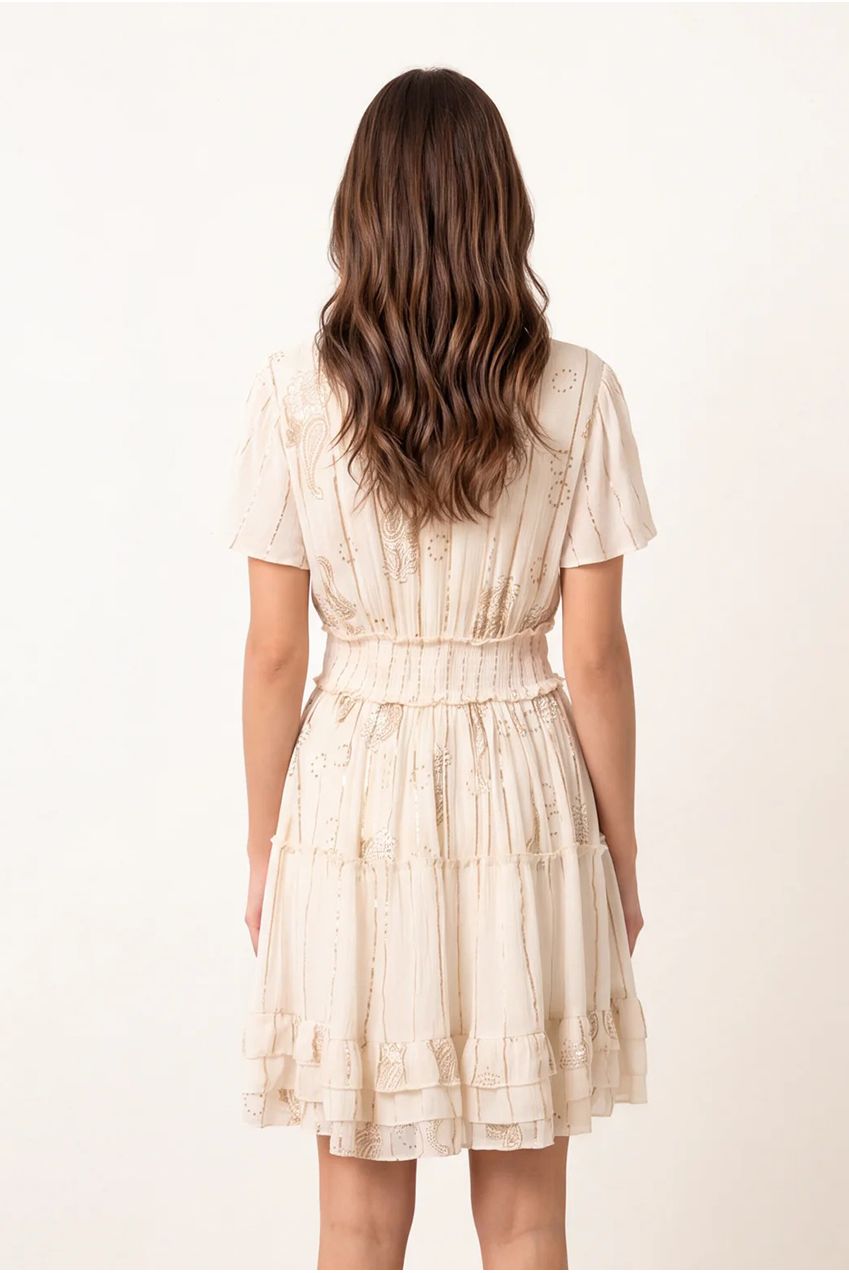 Embellished Tiered Mini Dress BV269936039