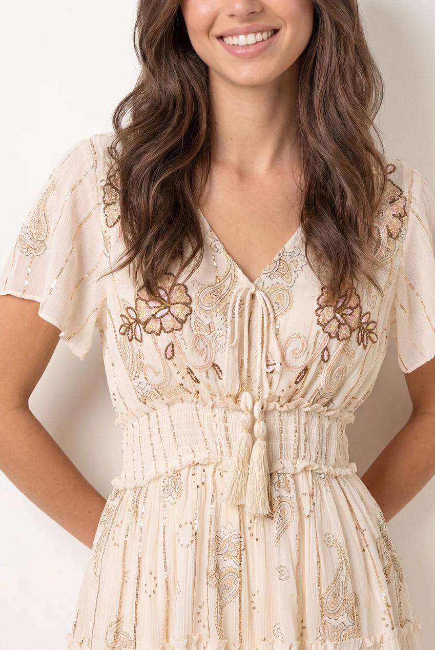 Embellished Tiered Mini Dress BV269936039