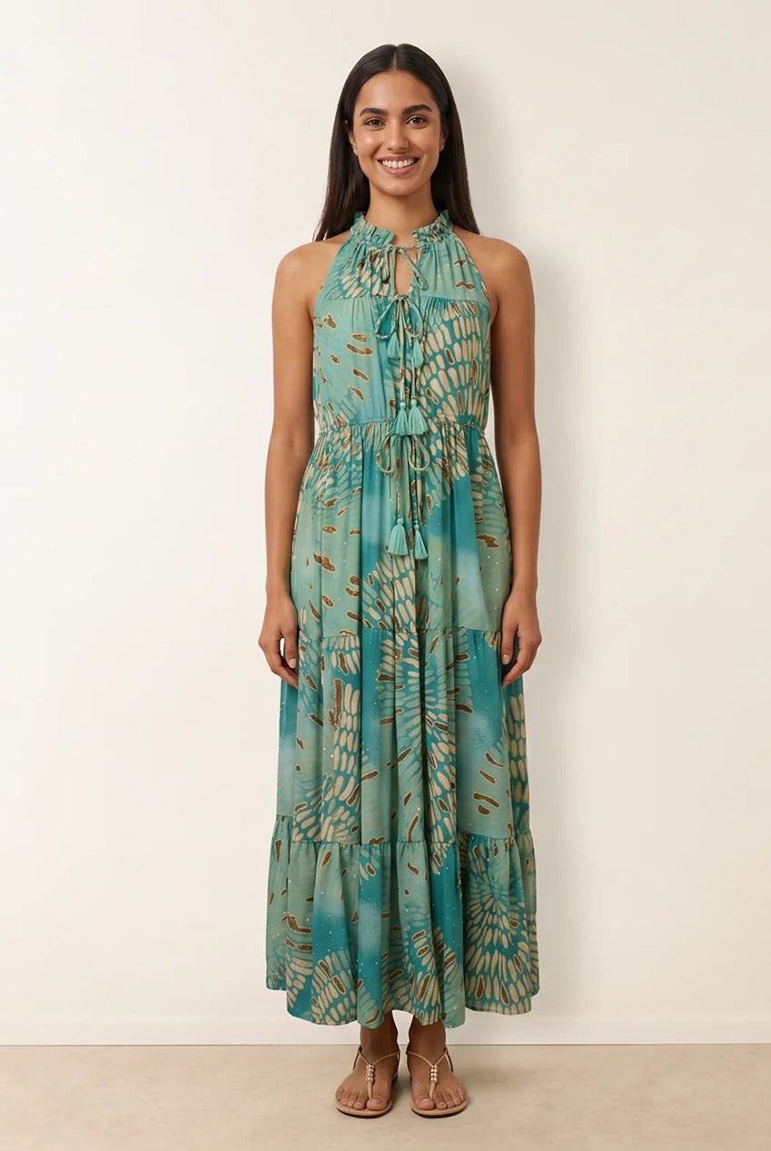 Diamante Tiered Tie Front Dress BV269945237