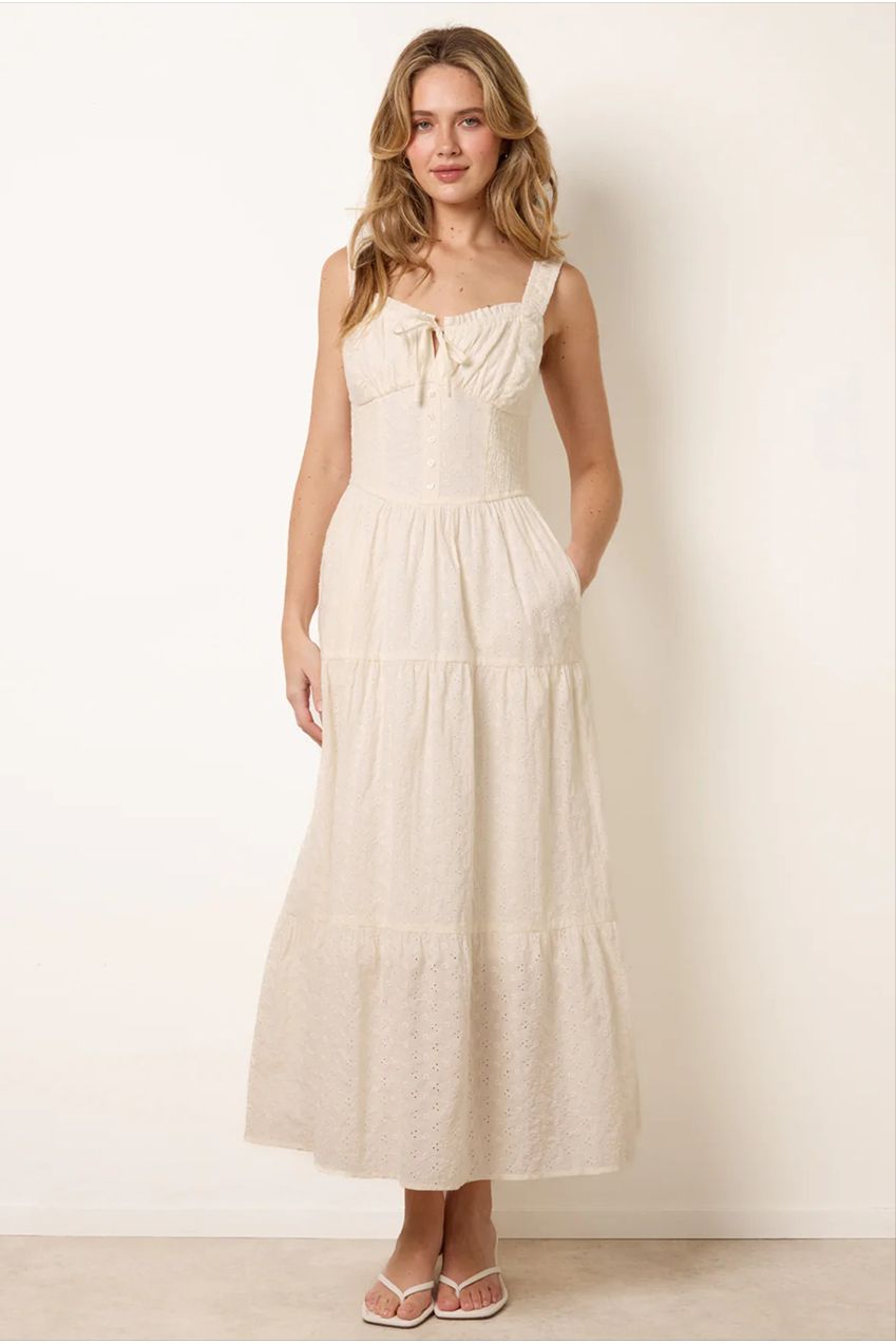 Broderie Button Down Maxi Dress BV269985014