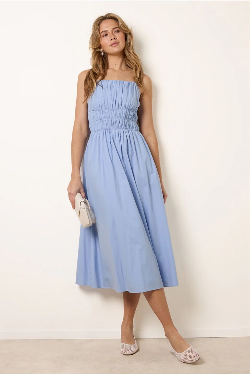 Ruched Binding Strappy Midi Dress BV269986002