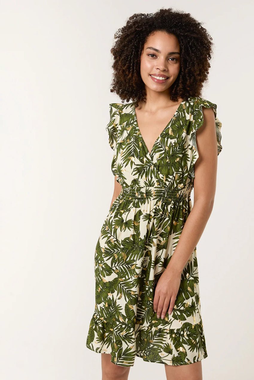 Tropical Dress With Palm Leaf Print BV3468056