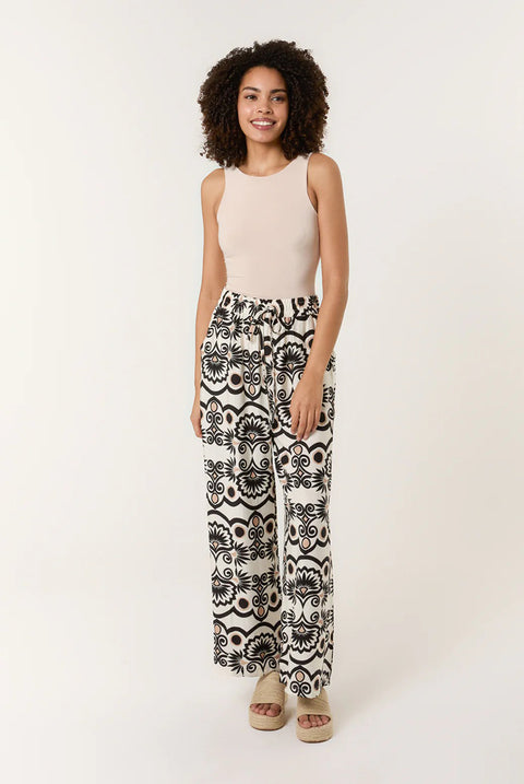 Printed Wide Leg Trousers by Blue Vanilla