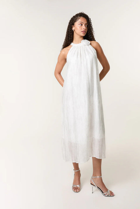 Luxe Rose Detail Halter Neck Dress by Blue Vanilla