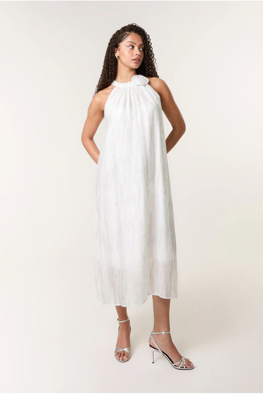 Luxe Rose Detail Halter Neck Dress BV3565014