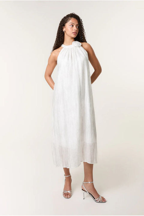 Luxe Rose Detail Halter Neck Dress by Blue Vanilla