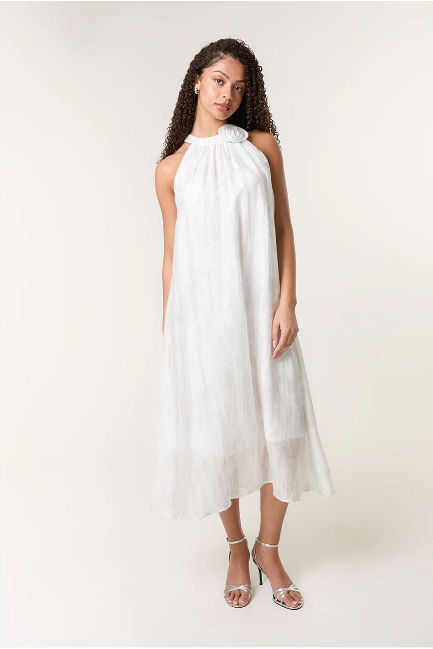 Luxe Rose Detail Halter Neck Dress BV3565014