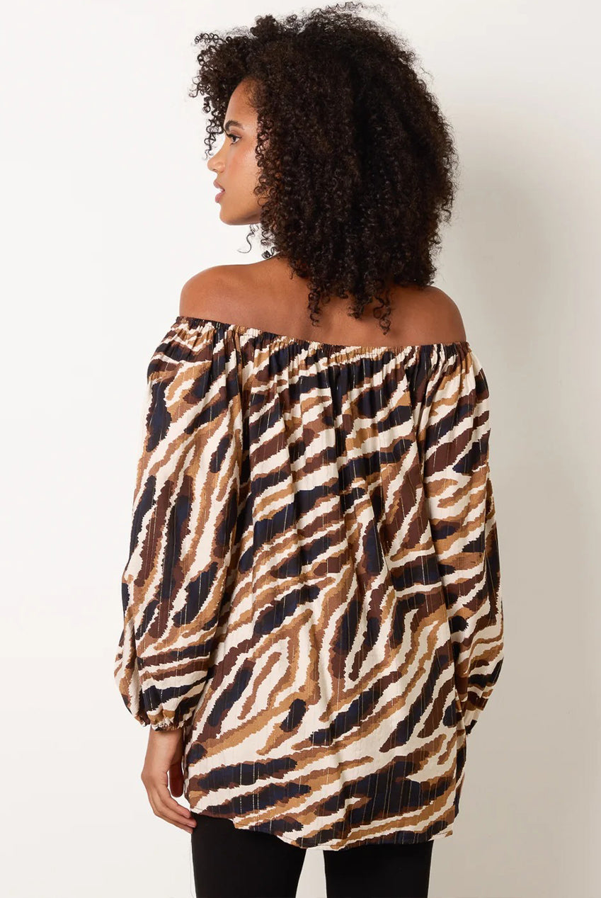 Tiger Print Volume Sleeve Blouse BV4007025
