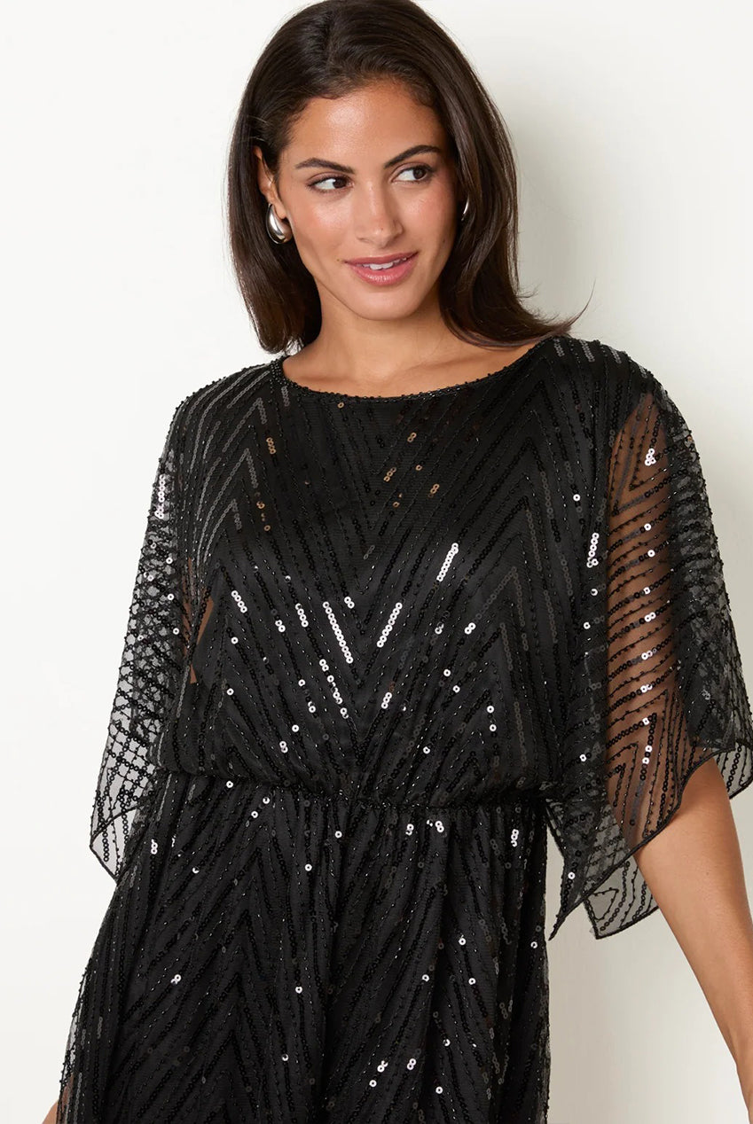 Sequin And Embellished Chevron Dress BV4067495