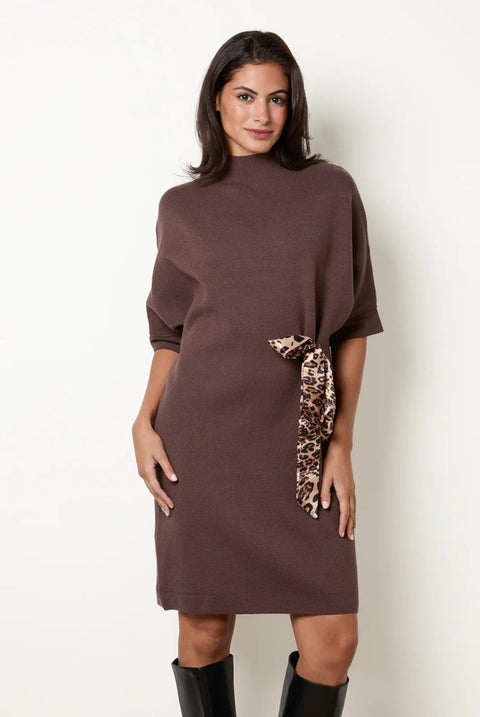 Dress With Leopard Print Tie Detail by Blue Vanilla