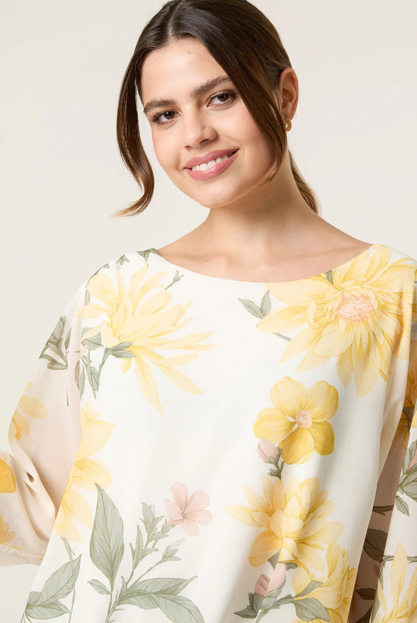 Floral Chiffon Batwing Blouse BV4867IT178A