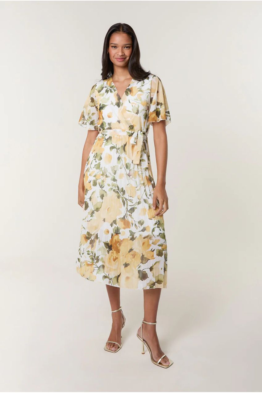 Short Sleeve Wrap Pleat Dress BV5094IT178A