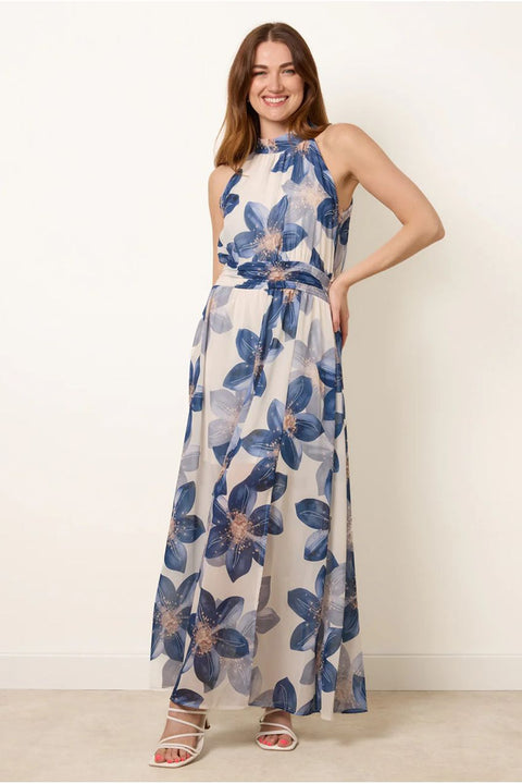 Floral Print Halter Neck Occasion Dress by Blue Vanilla