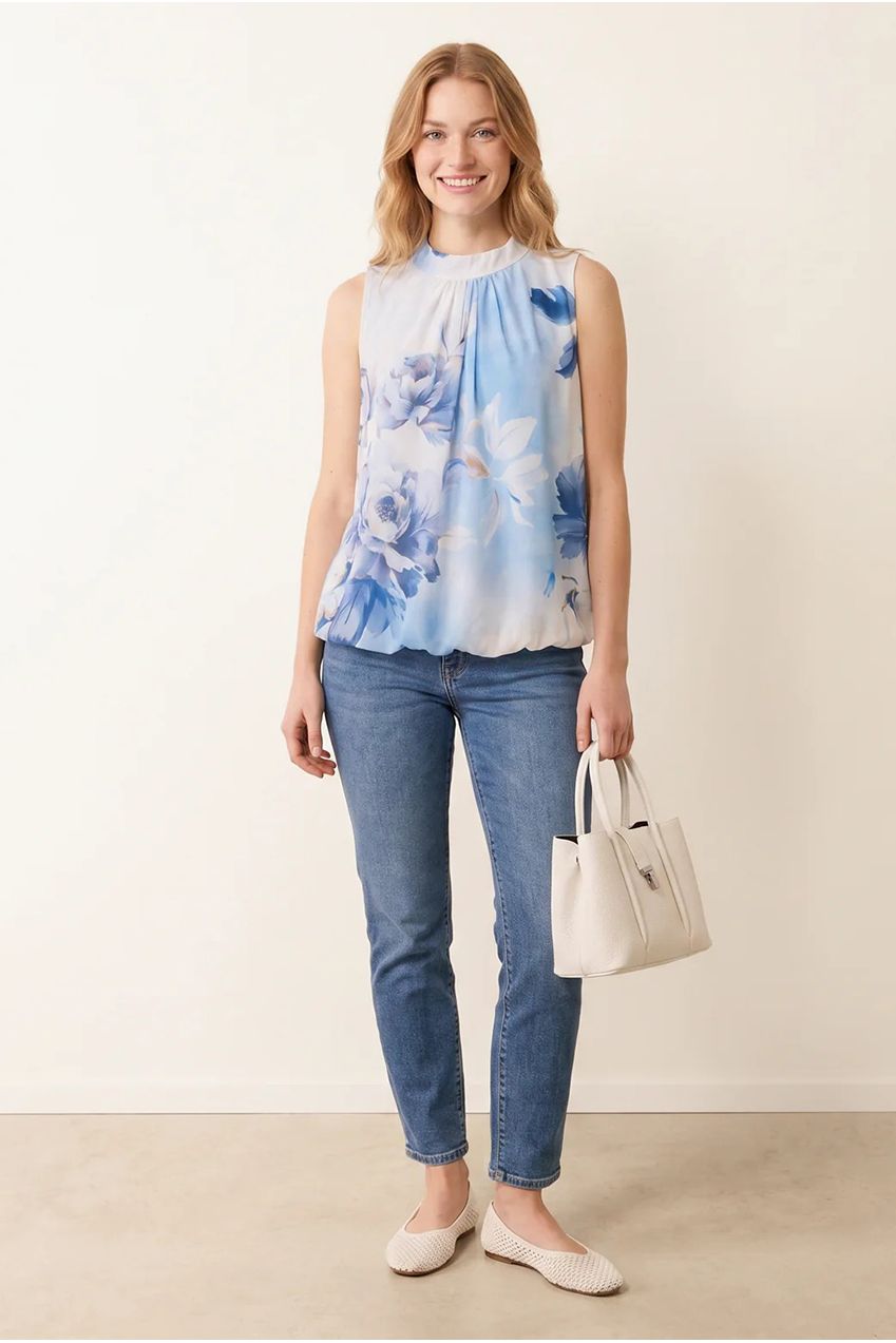 Sleeveless High Neck Puffball Blouse BV6277IT002