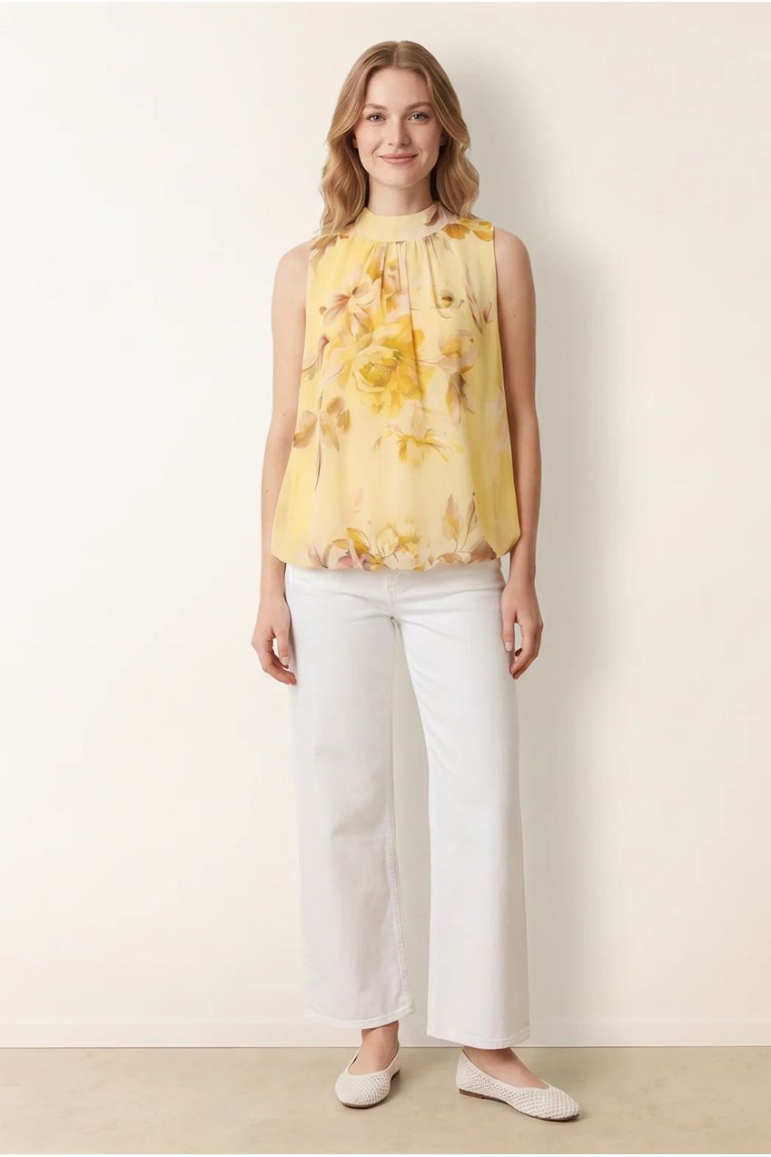 Sleeveless High Neck Puffball Blouse BV6277IT178