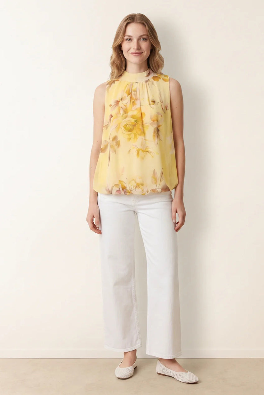 Sleeveless High Neck Puffball Blouse BV6277IT178