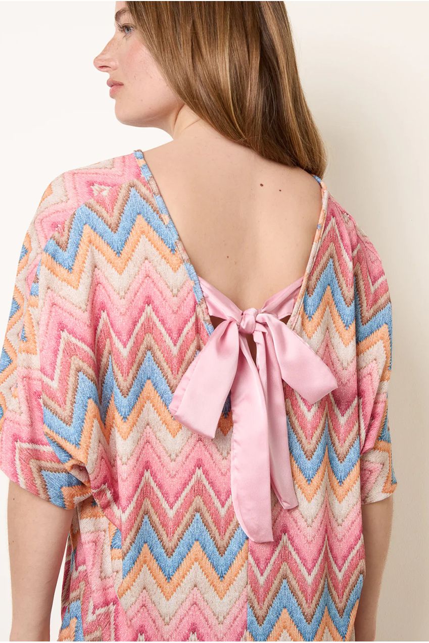 Zig Zag Metallic Bow Back Top BV6285IT020