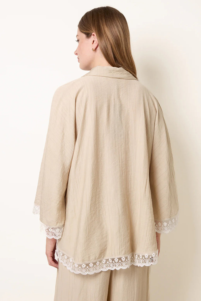 Oversize Crinkle Lace Hem Shirt BV6286IT039