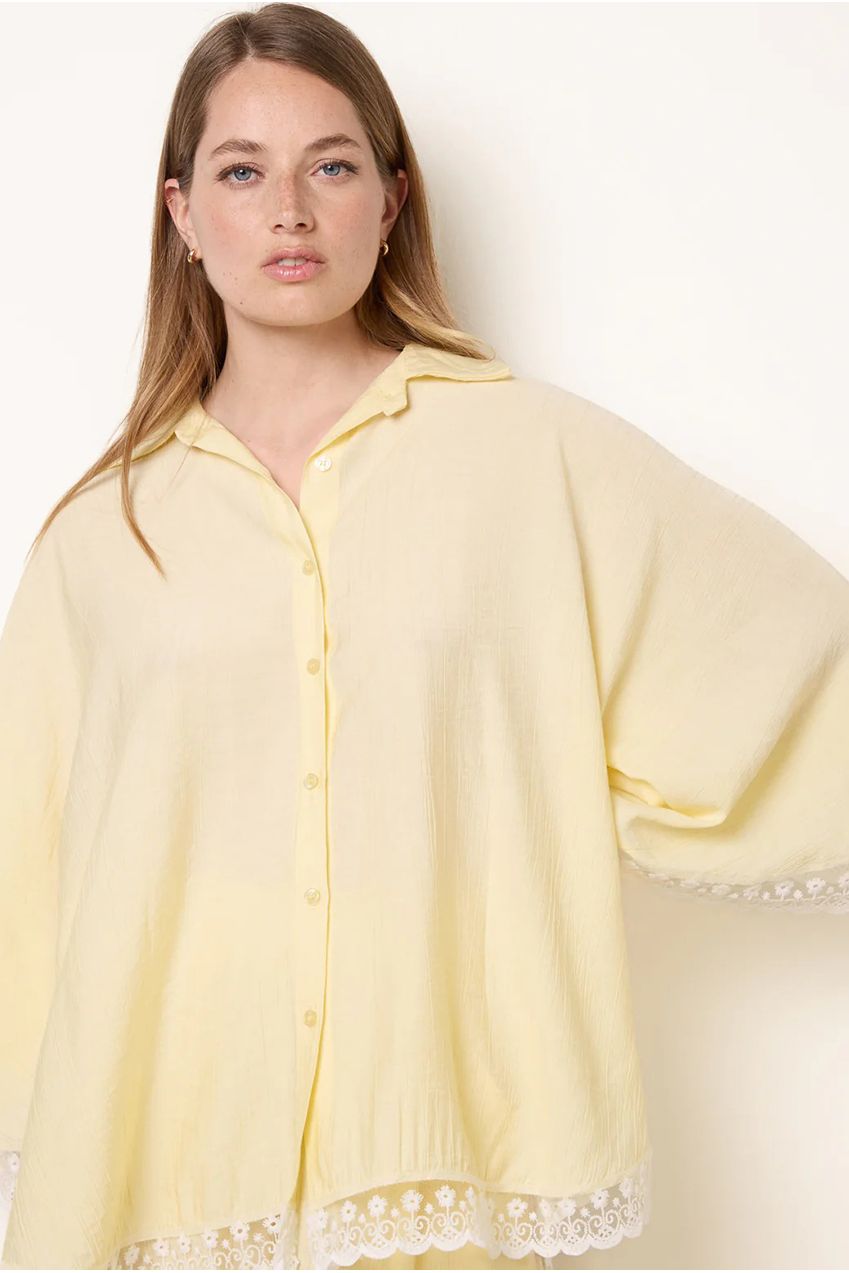 Oversize Crinkle Lace Hem Shirt BV6286IT178