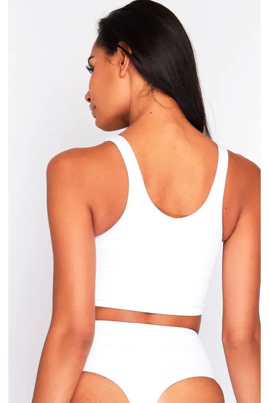 High Waist Thong Bikini Bottoms In White WTBB20