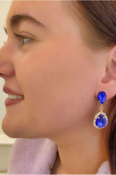 Blue Earrings Drop Earrings by QueenMee Accessories