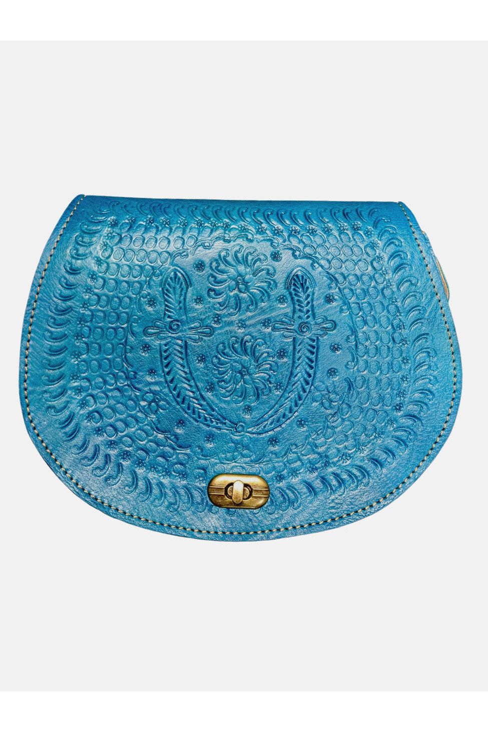 The Temara Embossed Saddle Bag In Bright Blue 2016