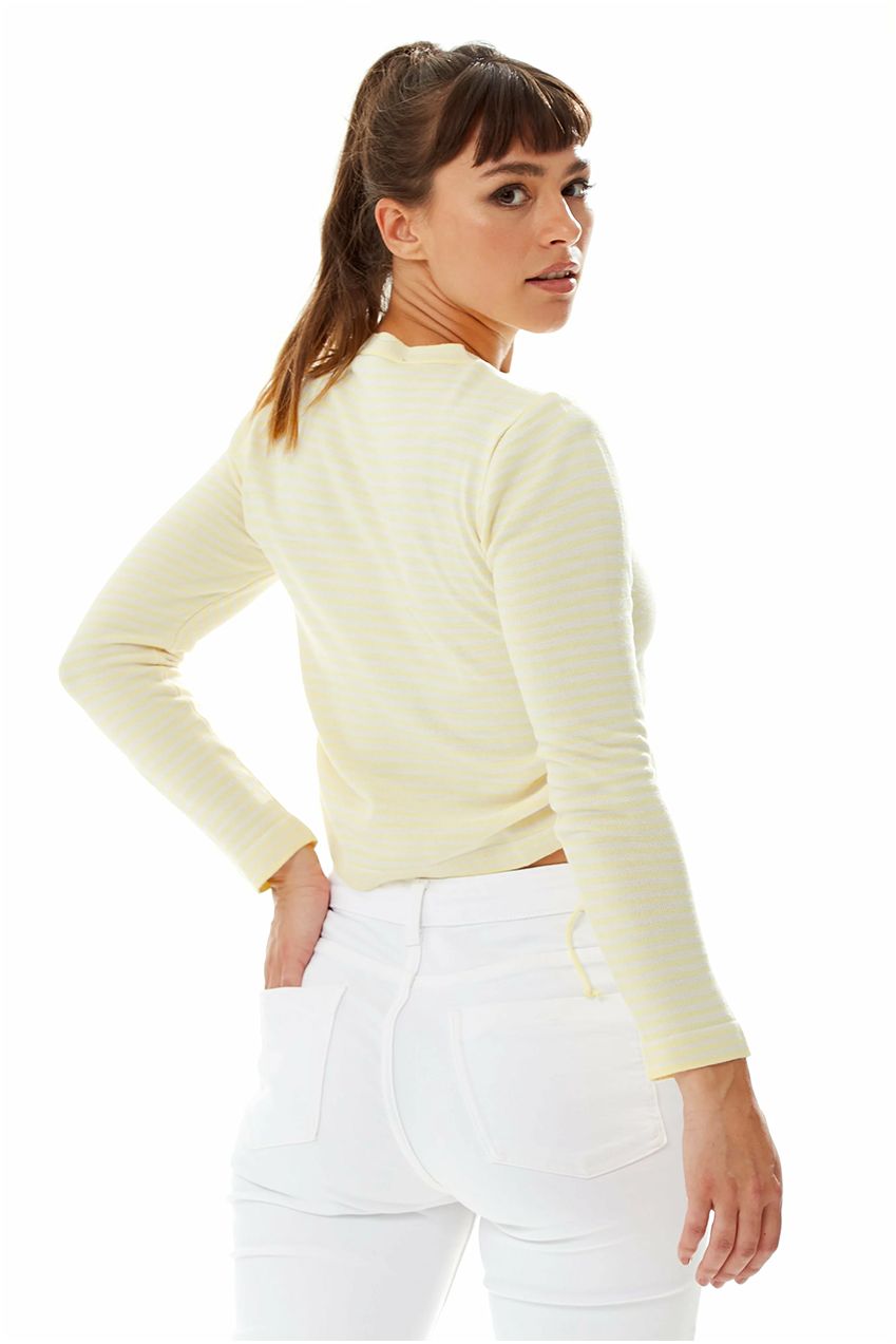 Top In Yellow And White Stripes With Long Sleeves C13-TRTP003