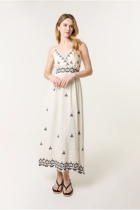 Embroidered Sleeveless Maxi Dress by Blue Vanilla