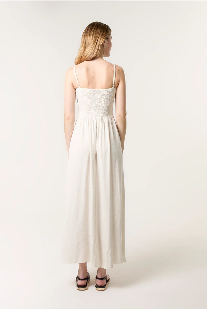 Shirred Bandeau Linen Maxi Dress CC2493BV241A