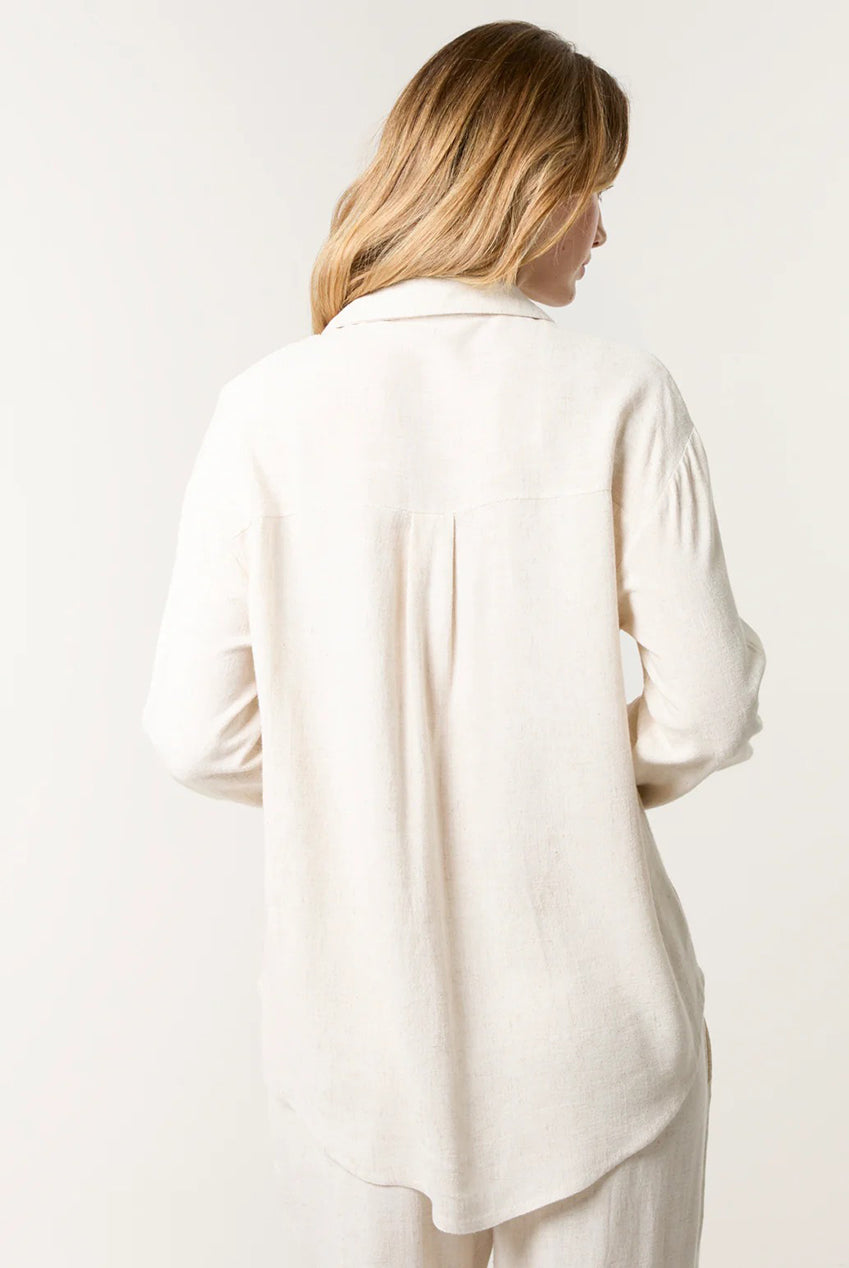 Linen Flower Embroidery Blouse CC2494BV241A