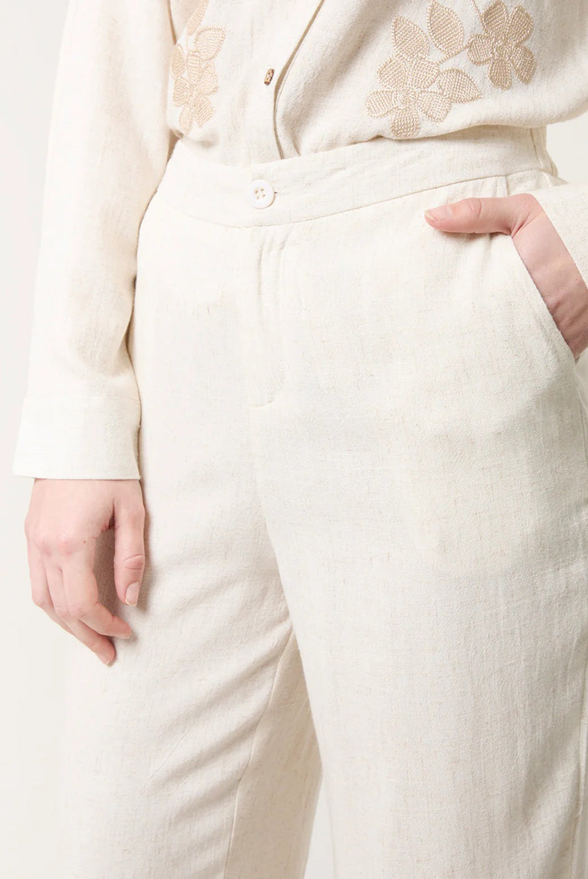 Linen Flower Embroidery Trousers CC2495BV241A