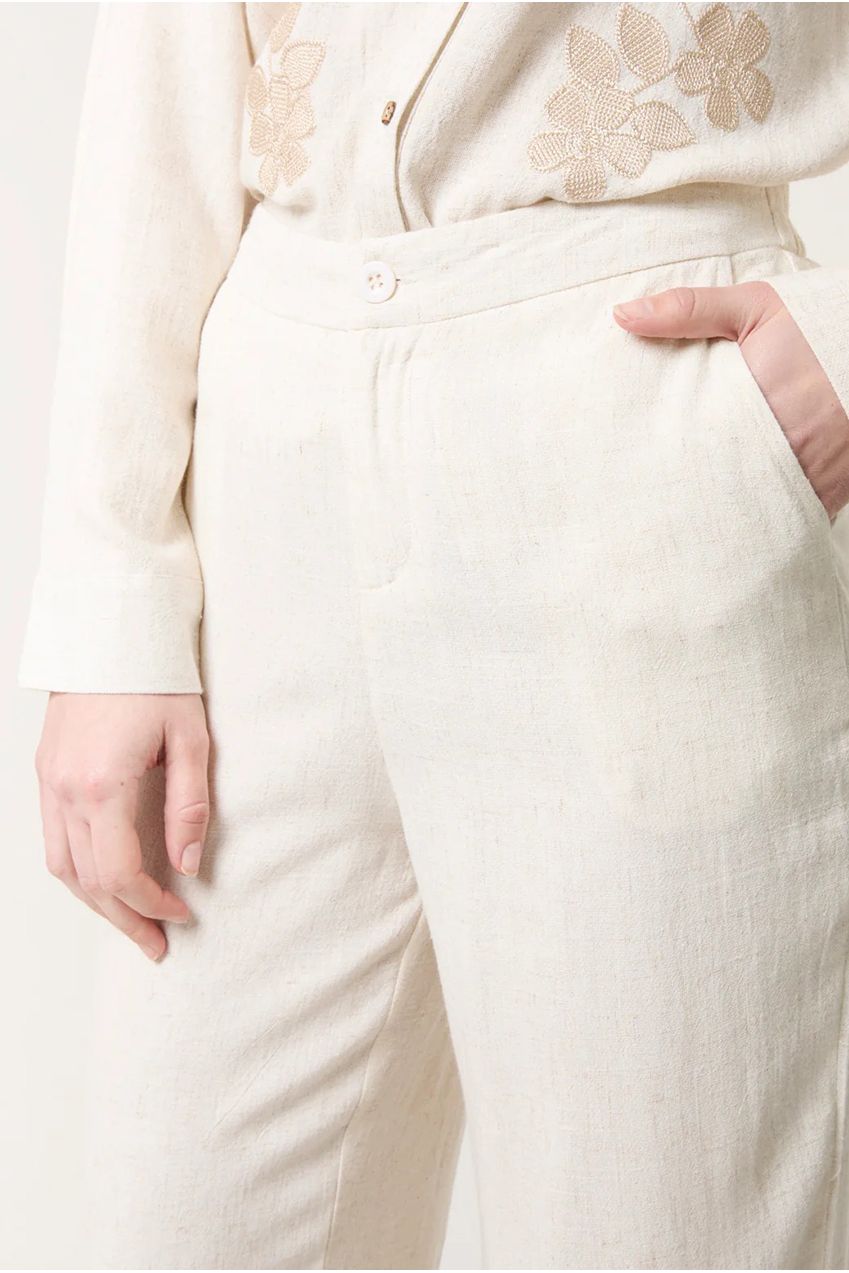 Linen Flower Embroidery Trousers CC2495BV241A