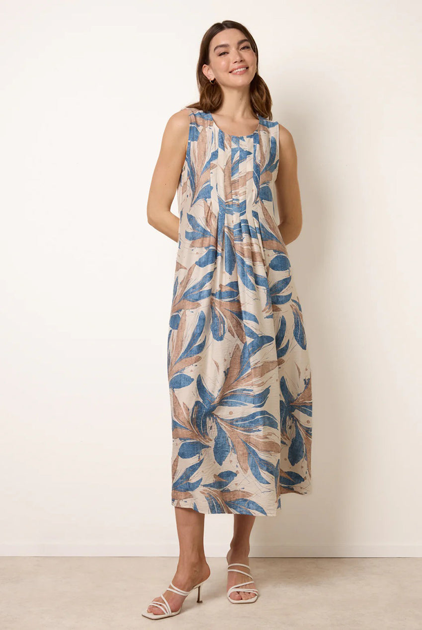 Dress With Tropical Leaf Print CC2708BV002