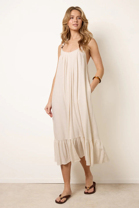 Natural Textured Dress With Bead Details by Blue Vanilla