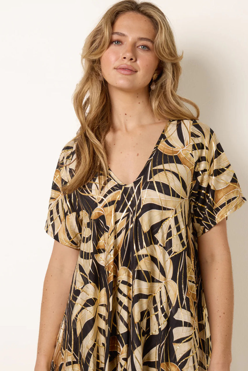 Topical Print Kimono Style Oversized Dress CC2727BV003