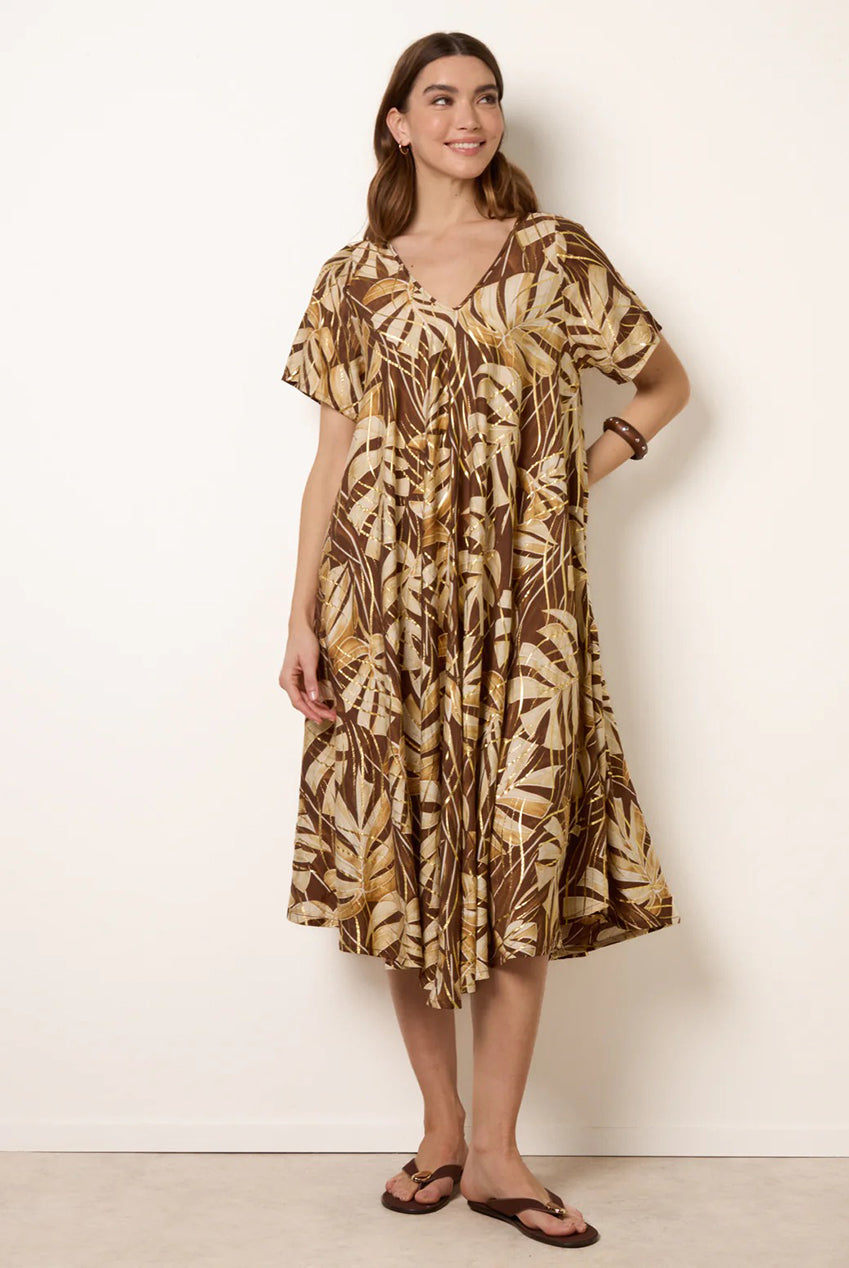 Topical Print Kimono Style Oversized Dress CC2727BV030