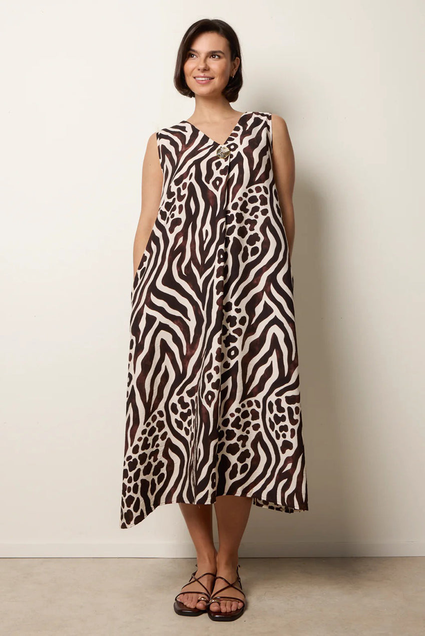 Animal Print V Neck Dress CC2738BV030