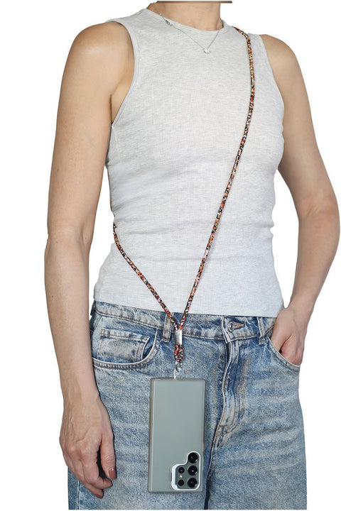 Embellished Phone Strap - Orange by Goddiva Accessories