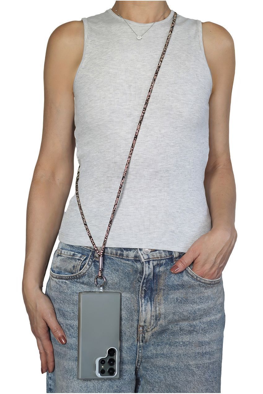 Embellished Phone Strap - Black & Gold CHP-001-4