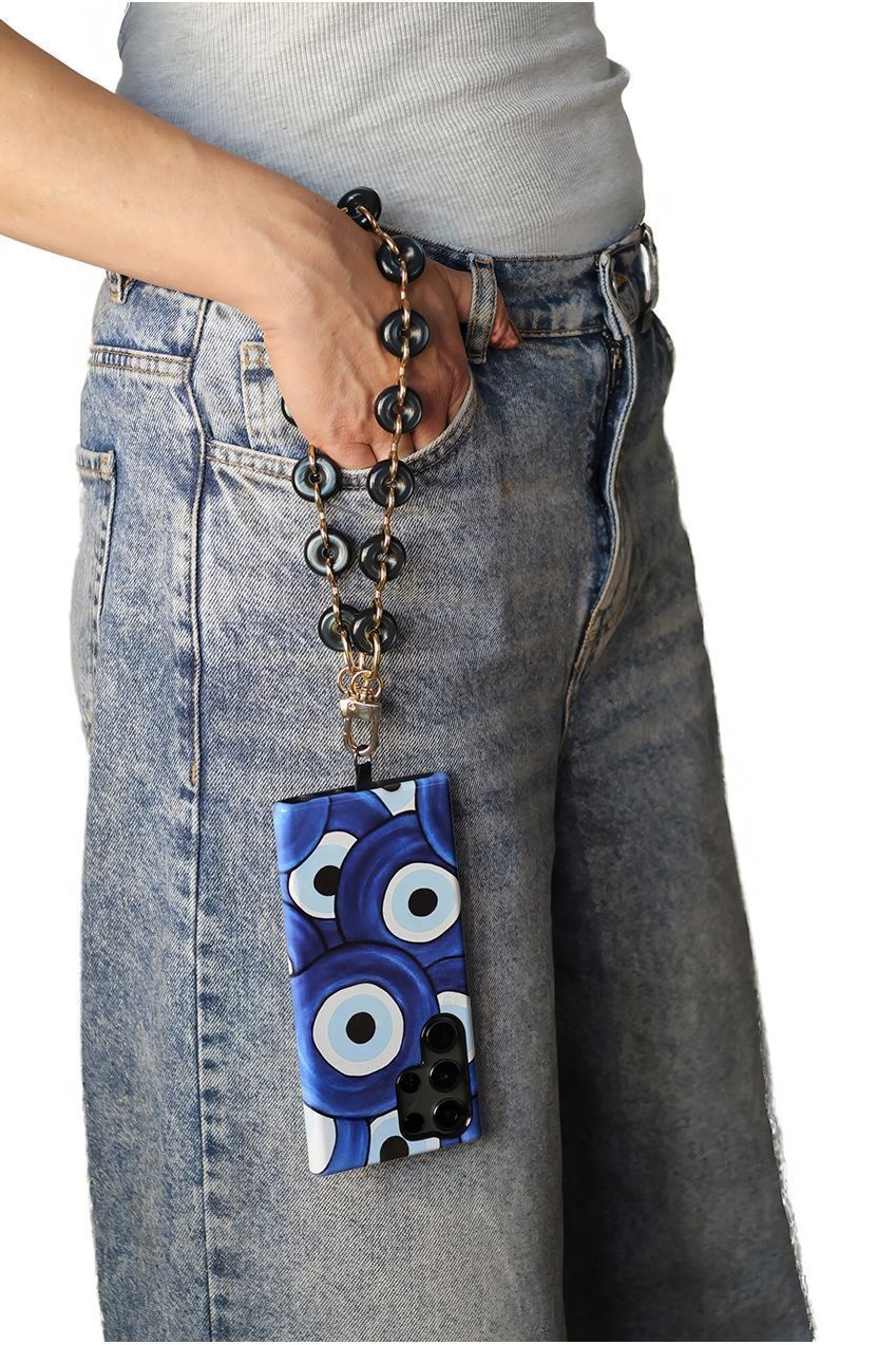 Acrylic Metal Chain Phone Strap - Black CHP-005-1